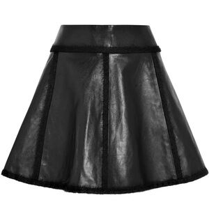 Alexander Wang Mohair Trimmed Flare Leather Skirt
